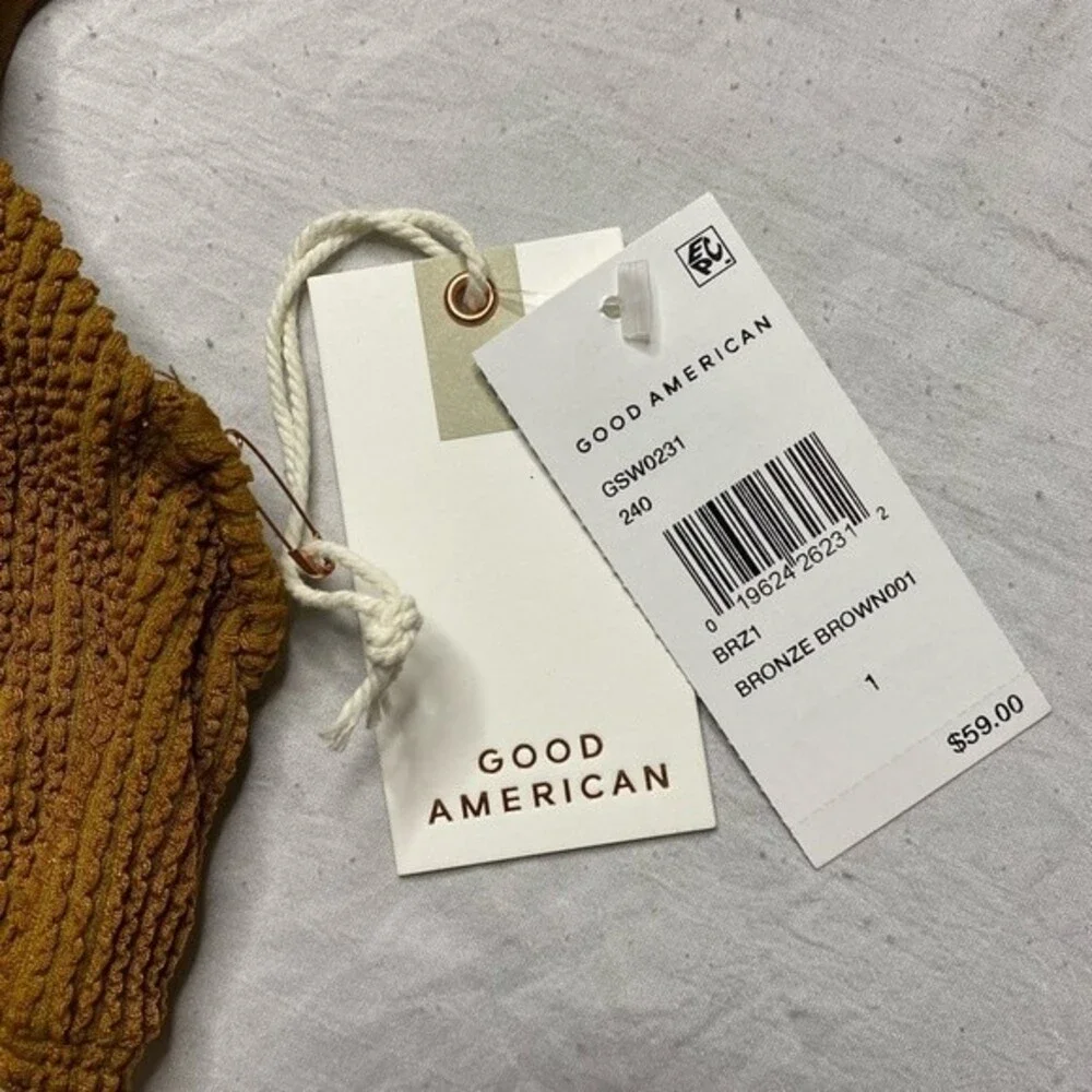 NWT Good American Crinkle Always Fits Twist Top Bronze Brown Size 1 (Small)